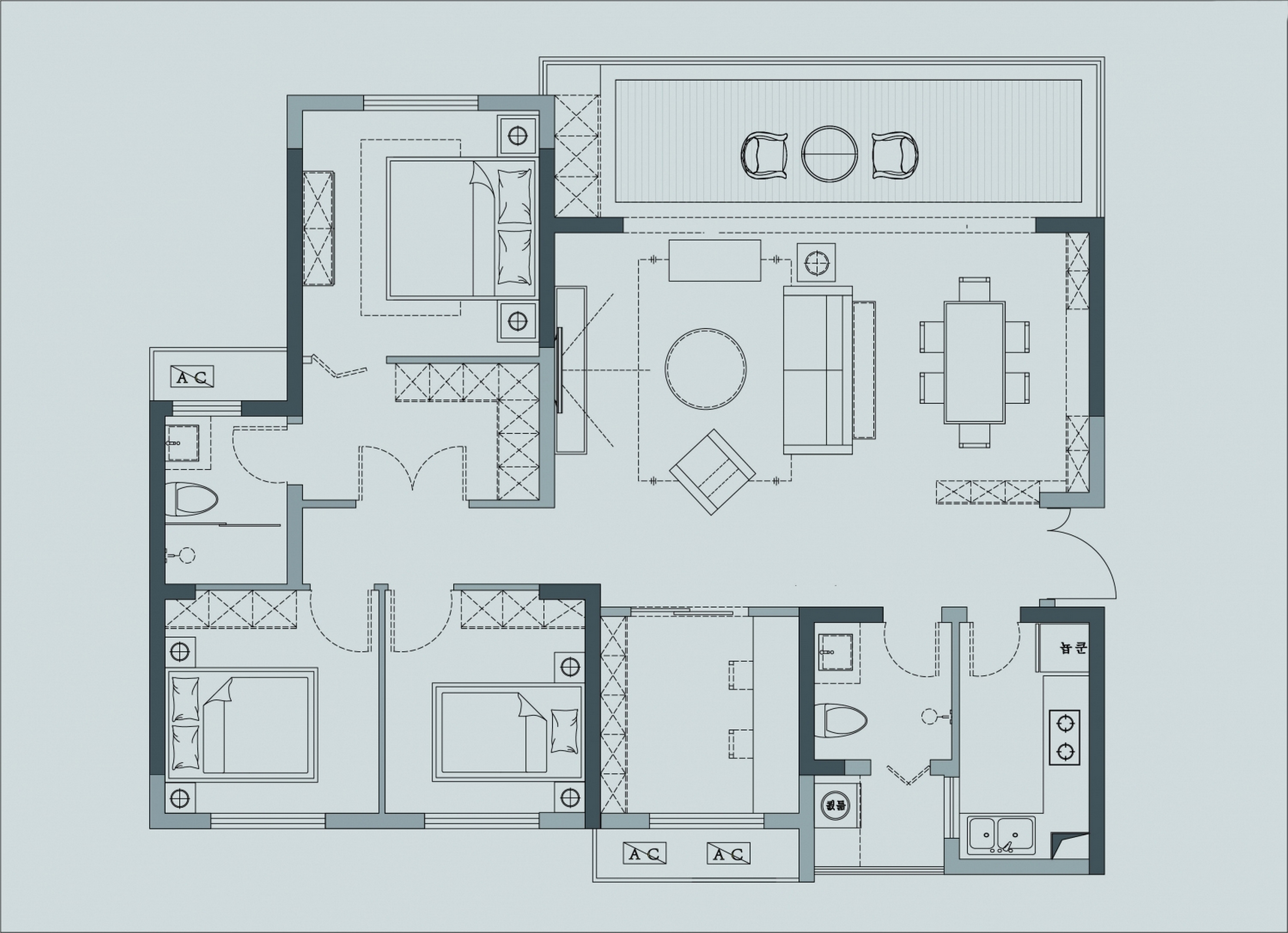 【觀白設(shè)計】115m2 _ 美式輕奢·覓林 _ 實景圖_平面圖