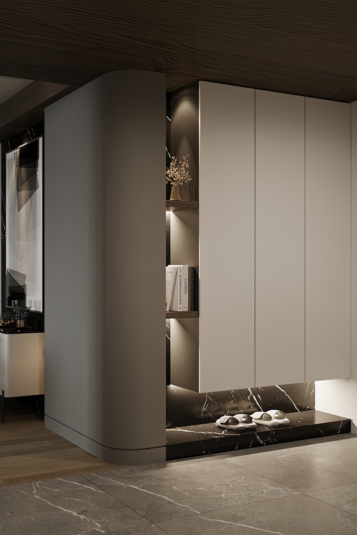 弧形柜設(shè)計(jì)，顏值實(shí)用雙在線(xiàn)